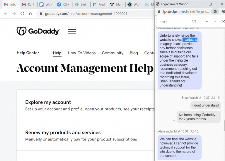 GoDaddy no cannabis Heady NJ