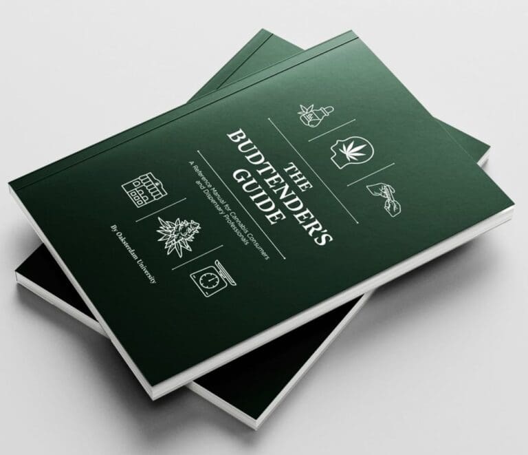 Cannabis College Oaksterdam University Releases Budtender's Guide pictured here as a green book