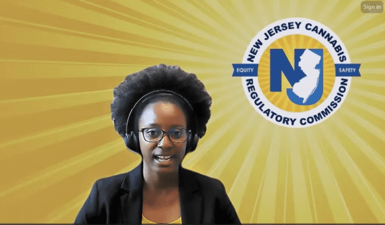 NJCRC or NJ Cannabis Regulatory Commission Chair Dianna H at a virtual town hall on Jersey cannabis licenses