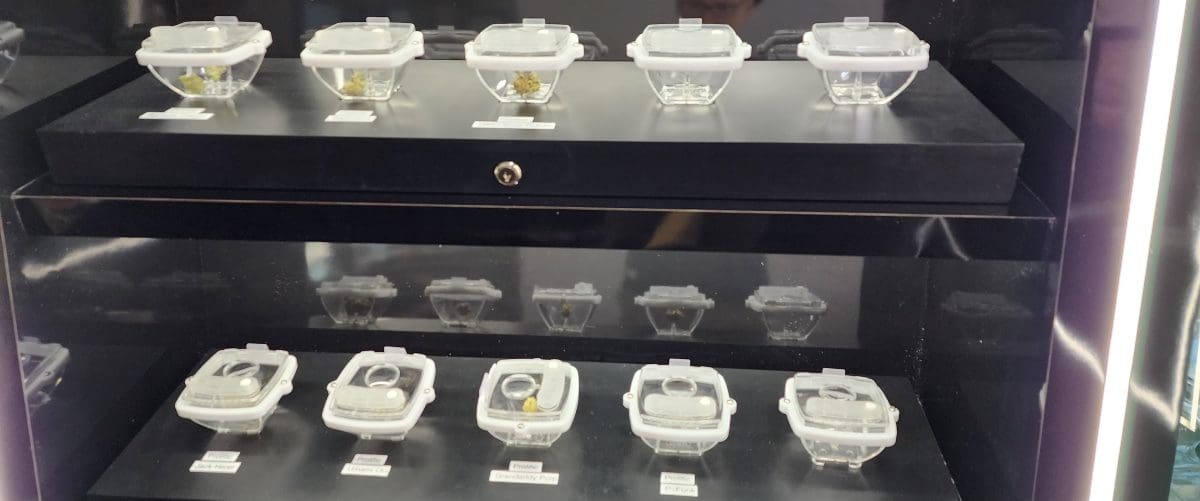 Trenton Cannabis dispensary Moja Life has flower in jars displayed