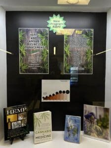Stockton University Hemp and Cannabis Studies Program display case pictured