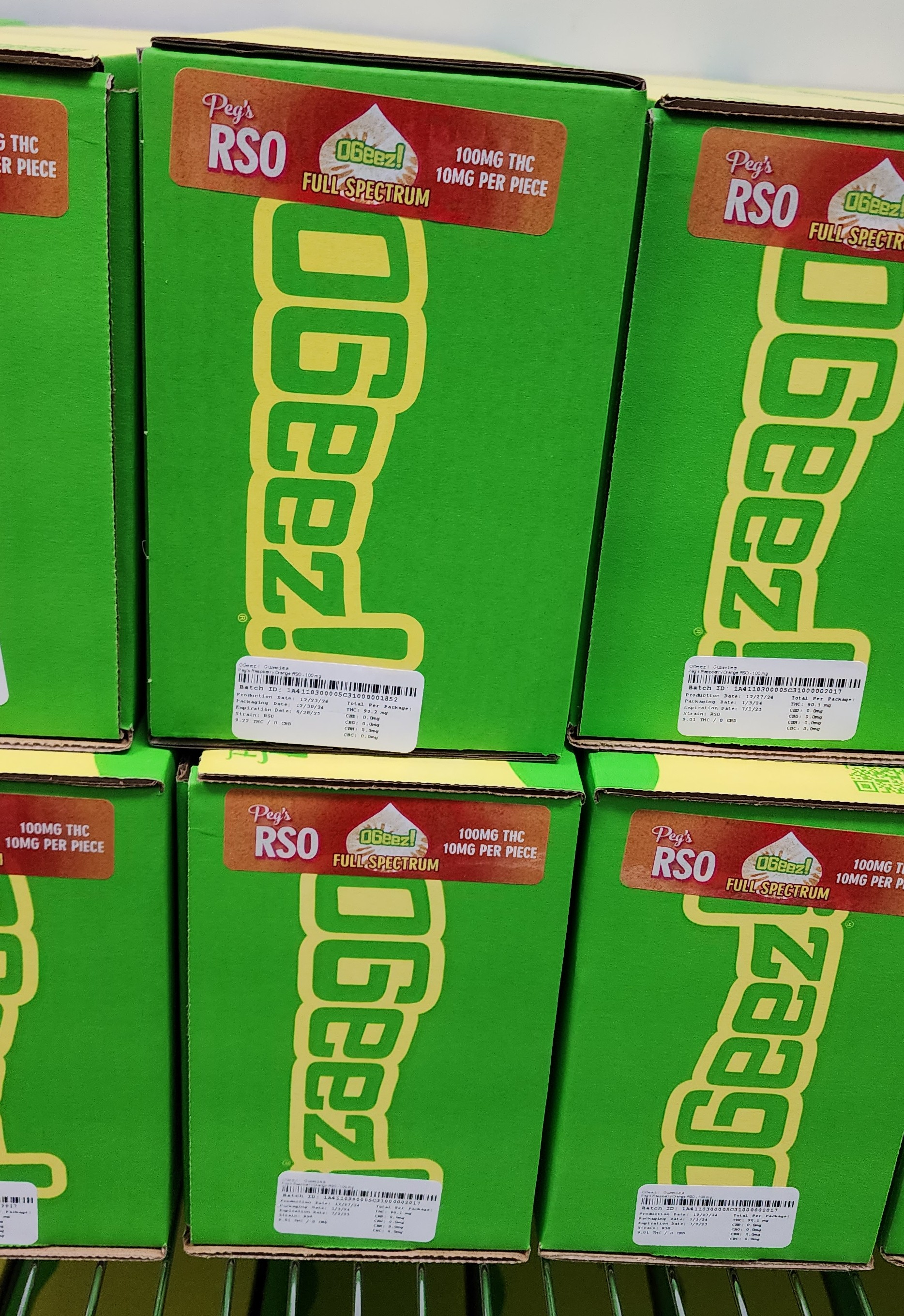 OGeez! edible cannabis gummies maker debuts in New Jersey. Boxes pictured here.