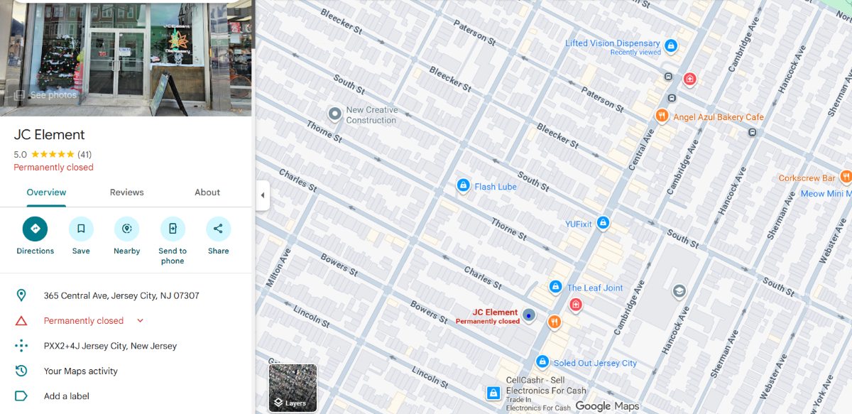 JC Element Dispensary Closes in Jersey City Heights as Lifted Vision Opens