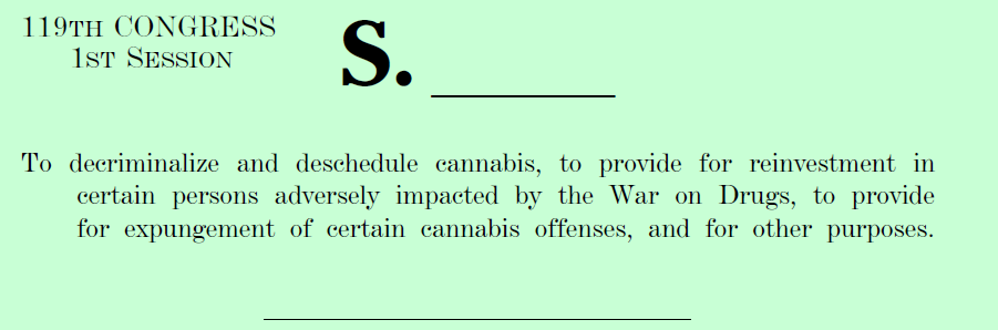 US Senate Democrats Reintroduce Cannabis Descheduling Legalization Bill